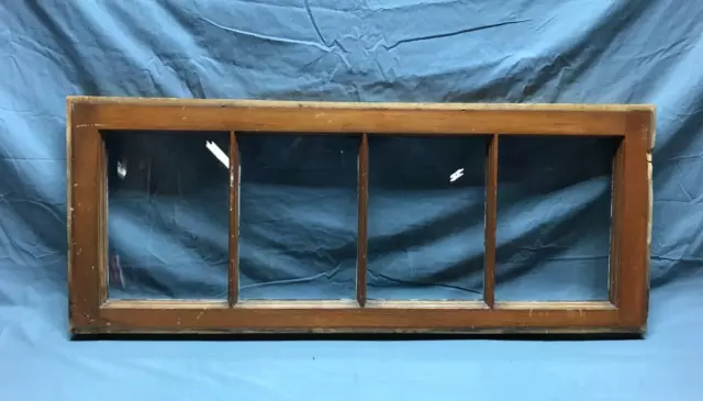 Antique VTG Wood 15x37 4 lite Glass Window Transom Sidelight Sash Old 1626-22B