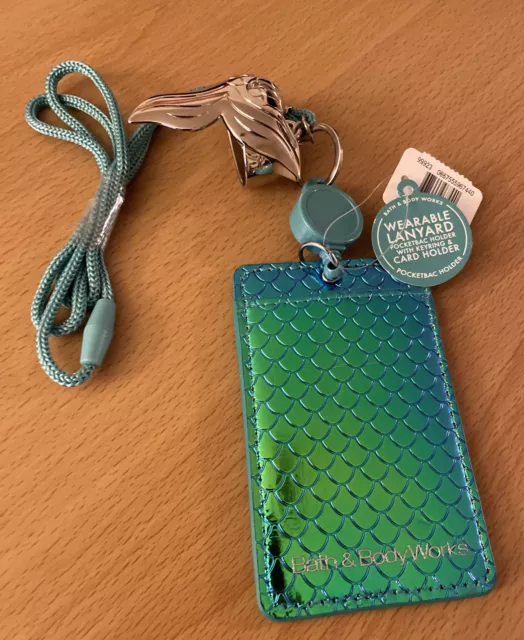 NEW Bath & Body Works Wearable Mermaid ID Card Pocket *Bac Holder Lanyard