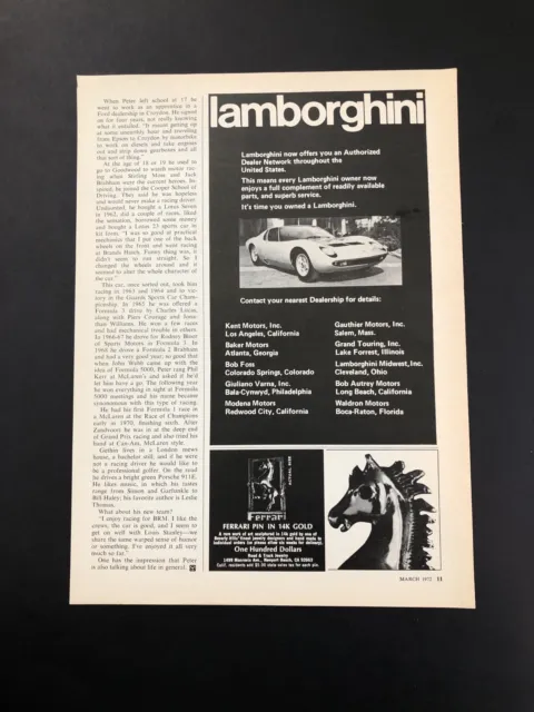 Lamborghini Miura Vintage Original Print Ad Advertisement Printed A26