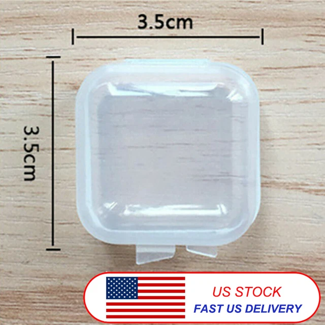 10PCS Mini Clear Plastic Small Box Jewelry Storage Container Bead Clear Boxes US