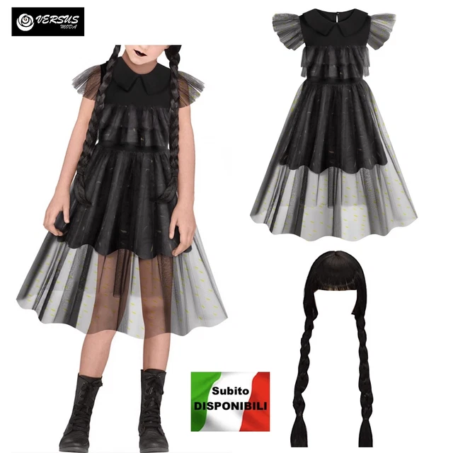 Simile Mercoledì Vestito Ballo Carnevale Bambina Cosplay Costume MERCOLEDI07