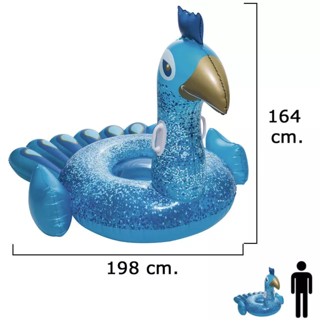 Flotador Pavo Real Gigante 198x164 cm.