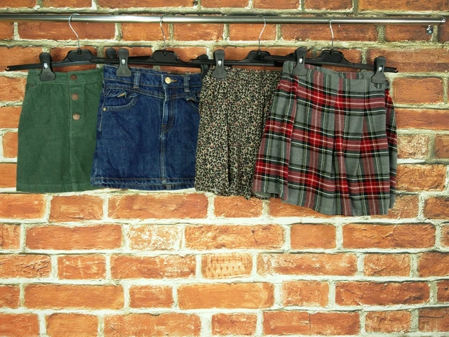 Girls Bundle Age 6-7 Years M&S Mango Next Skirt Set Denim Check Corduroy 122Cm