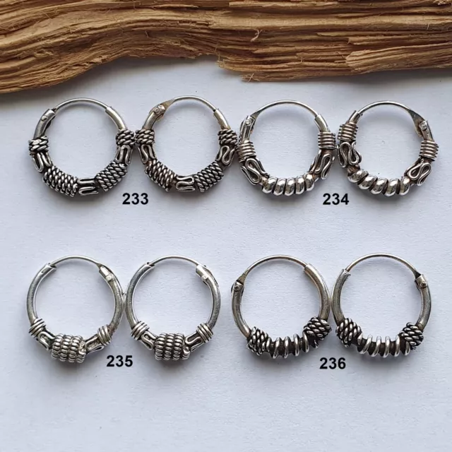 Bali Creolen 12 mm Silber 925 -Einzeln oder Paar- Keltische Ohrringe Gothic