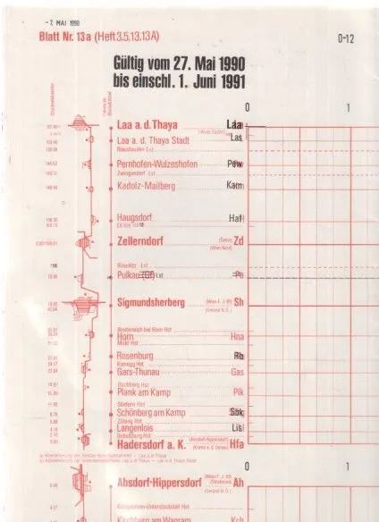 Blatt Nr. 13a (Heft 3,5,13,13A). (Bildfahrplan / Eisenbahn). Gültig vom 27. Mai