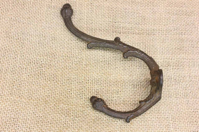 Large Old Coat Hook Bath Robe Vintage Flower Twig & Bud Farm House Rustic Base