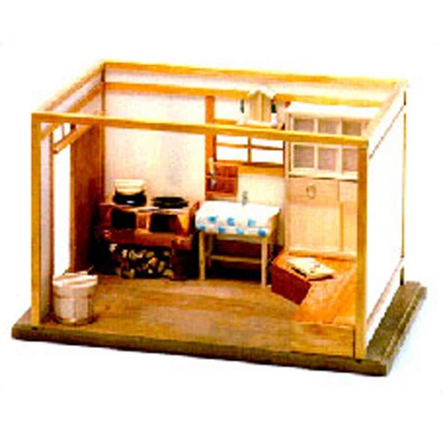 DIY DOLL HOUSE Kit Japanese Kitchen 1/12 Miniature Room Wood Handcraft