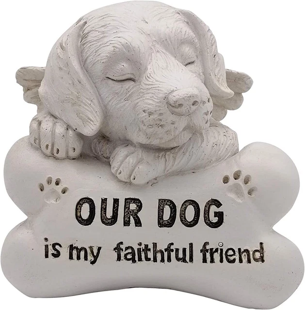 Comfy Hour Loving Memory Collection 5" Sleeping Dog Angel On Bone Figurine