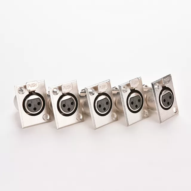 5X Female Chassis Socket 3-Pin XLR Jack Panel Mount  Connector Nickel Hous-7H