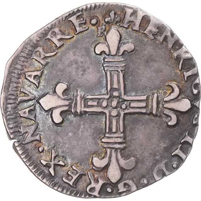 [#345318] Münze, Frankreich, NAVARRE-BEARN, Henri II, 1/4 Ecu, Saint-Palais, SS+