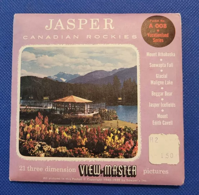 Sawyer's A008 Jasper Canadian Rockies Vacationland view-master 3 reels packet