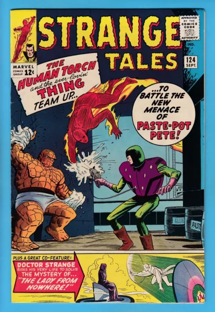 Strange Tales # 124 Fn+ 6.5 Dr. Strange- Human Torch & Thing- Cents Marvel- 1964