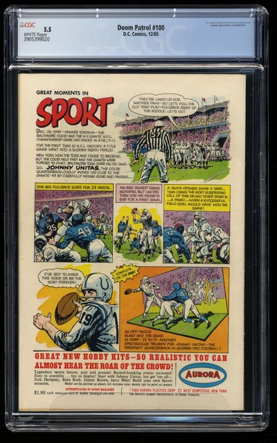 Doom Patrol #100 CGC FN- 5.5 White Pages Origin of Beast Boy! Suicide Squad! 2