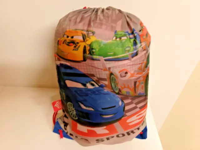 Disney/Pixar Kids Sleeping Bag~Cars 2~ 28.5" x 52" w/ Sling Bag Cinch sack