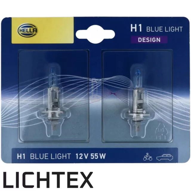 H1 HELLA BLUE LIGHT Scheinwerfer Lampe DESIGN - Stylischer Look Glühlampe