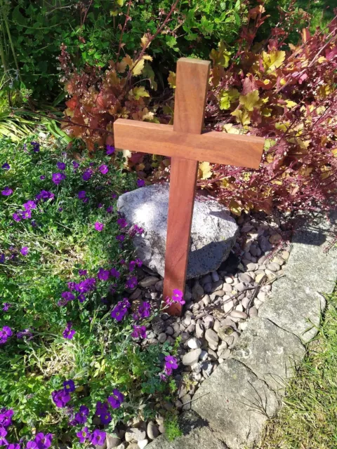 Marcador de tumba cruzada conmemorativo de madera mascotas cenizas lisas en reposo RIP