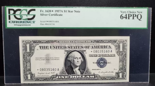 Fr. 1620* 1957A $1 Star Note Silver Certificate-PCGS 64 PPQ Very Choice New