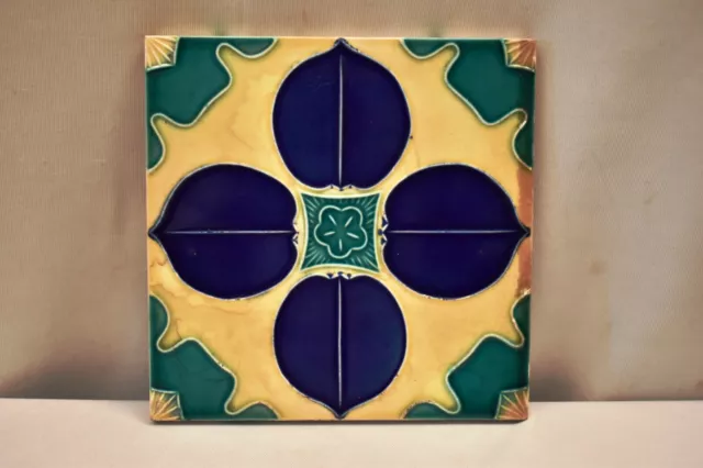 Vintage Tile Art Nouveau Japan Majolica Porcelain Danto Kaisha Collectibles "I82