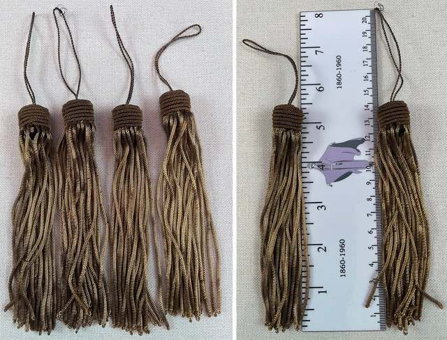 Vintage Unused Antique Art Deco Gold Bullion Fringe Tassel Trim Lot 4 Piece 5"