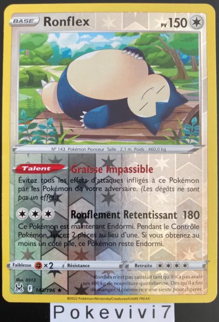 Carte Pokemon RONFLEX 143/196 Holo REVERSE Epée et Bouclier 11 EB11 FR NEUF
