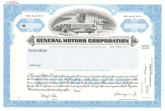 General Motors Corporation - Specimen Stock Certificate - Specimen Stocks & Bond