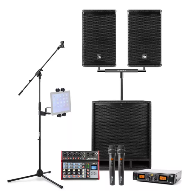 Professional Karaoke System with Wireless Microphones & Tablet Stand - Combo1800