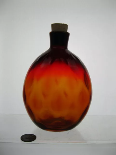 Red Diamond Pattern Glass Pocket Flask