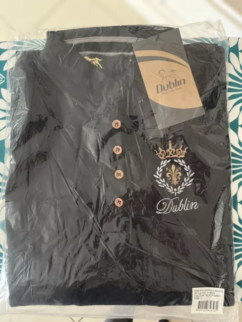 Dublin Elise Polo Shirt BNWT Size L  -Black