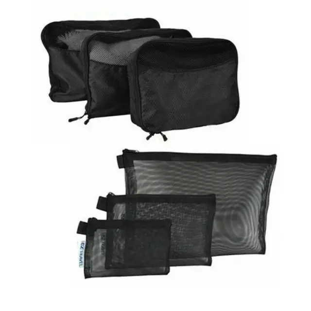 3/6pcs Mesh Multi Purpose Zip Bag Set Assorted Sizes & Packing Cubes Luggage