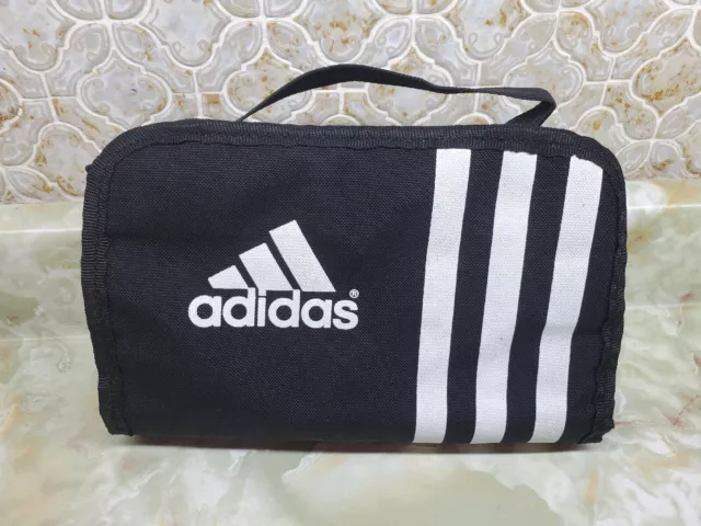 Vintage Adidas Bag - Black & White Stripe - Polyester - Travel Bag Case. Pls Rea