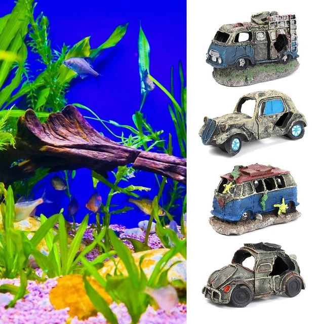 Shrimp Hiding Aquarium Ornament Wreck Car Fish Tank Decoration Broken Vehicle