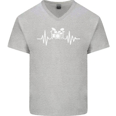 DRUM KIT Pulse ECG DRUM batterista Da Uomo V-Neck T-shirt di cotone 2