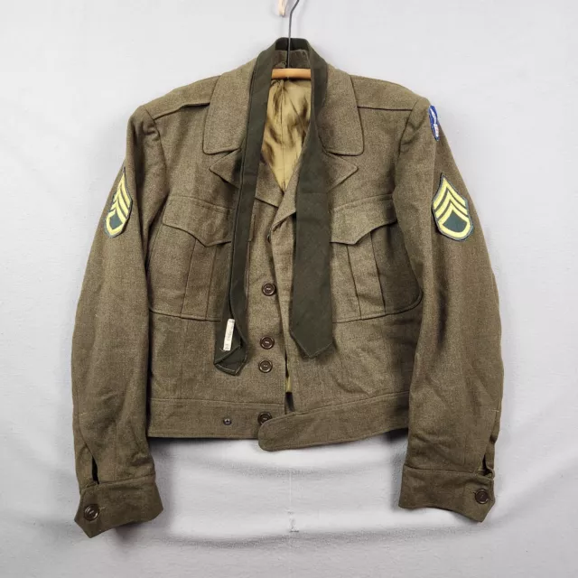 WW2 US ARMY Ike Jacket XI Corps Staff Sergeant Patches 1944 Size 38L ...