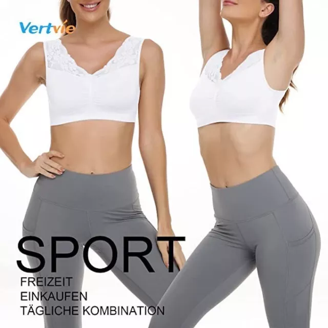 Womens Strech Ohne Bügel Push up Yoga Sports BH Bra Top Set Für Fitness