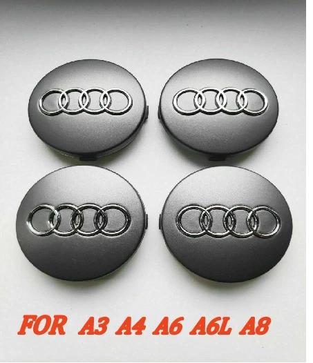 Neu 4 x 60mm Grau Alufelgen Nabendeckel Felgendeckel Für AUDI A4 A6 A6L A8
