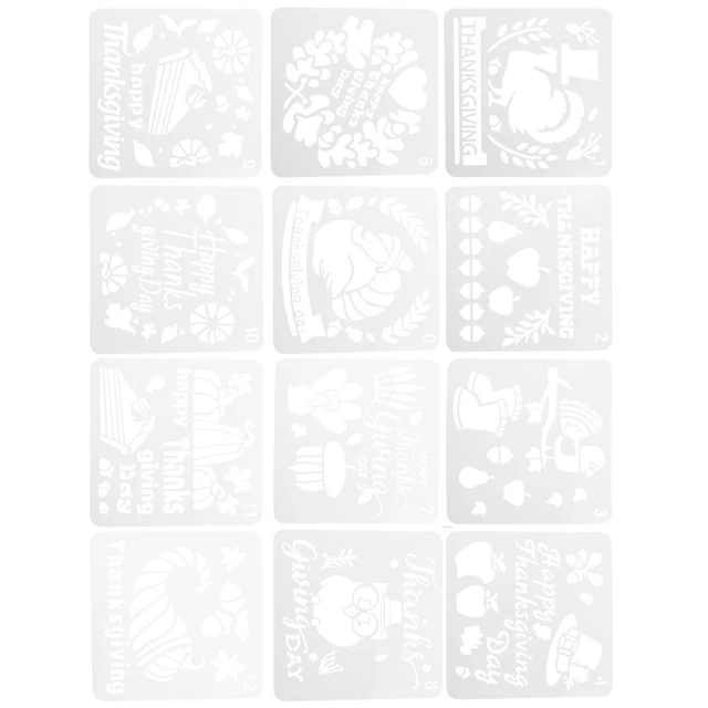 12 Pcs Thanksgiving Malerei Vorlage Journal Schablonen