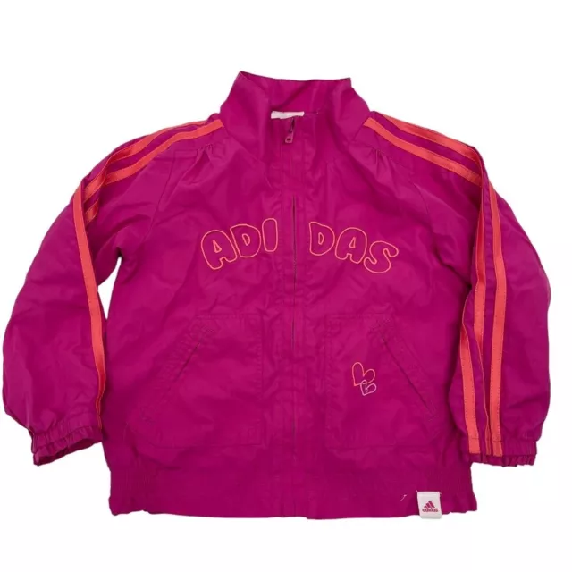 Adidas girls track jacket ruffle pink full zip windbreaker size S