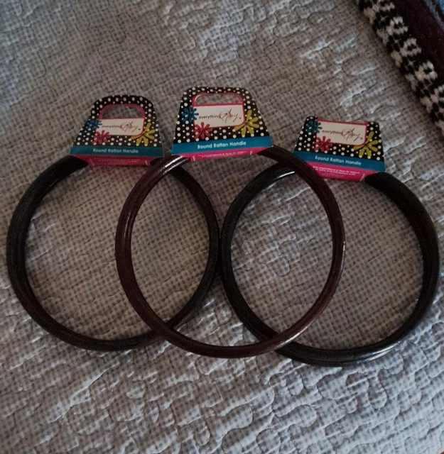 Juego de tres manijas redondas para bolso de ratán