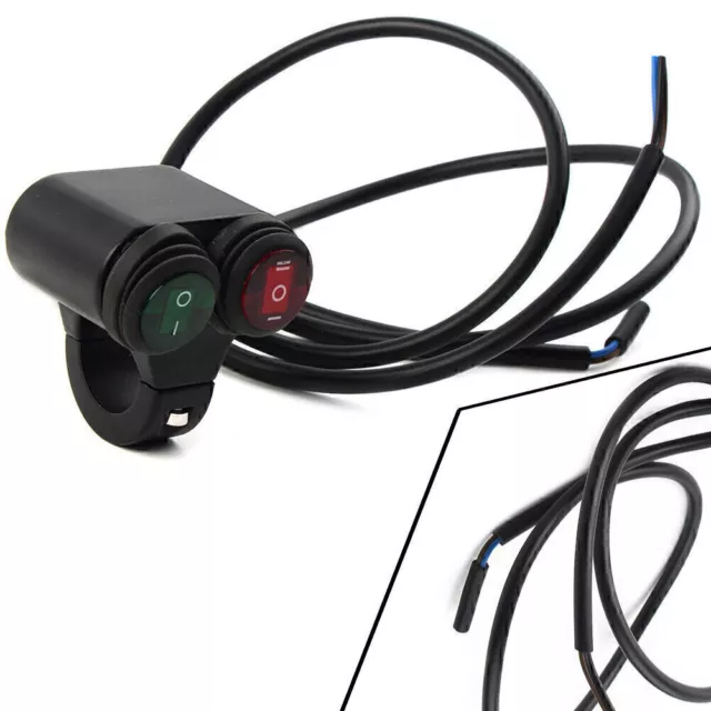 7/8'' 12V Motorbike Handlebar Headlight Fog Spot Light Dual Button Switch On/Off
