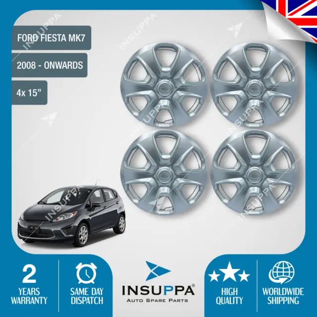 Wheel Trim Hub Cap Cover Set 15 Inch For Fiesta Mk7 (2008 -On) 8V211130Hb - 4Pcs