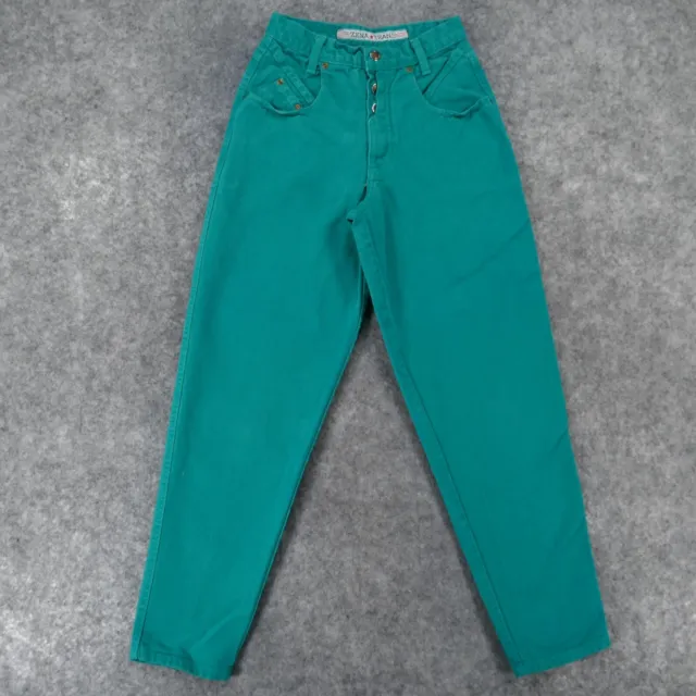 Vintage Zena Jeans Womens 3 High Rise Waist Mom Bluish Green Denim Tapered