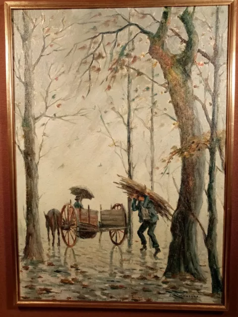 Onelio Romanello (B. 1926) Quadro Dipinto Ad Olio Su Tela Anni '70 Vintage Firma