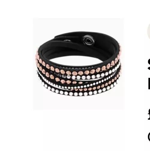 Swarovski Crystal Leather Band Bracelet in Black | KALIFANO