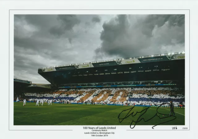 Terry Yorath Centenary Hand Signed Ltd Ed Photo Leeds United Coa Autograph Lufc