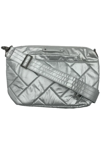 Lug RFID Quilted Crossbody with Solid Strap Flare 2 Metallic Silver