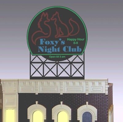 MILLER ENGINEERING Foxy's Night Club Animated Neon Sign O/HO Scale #88-2251