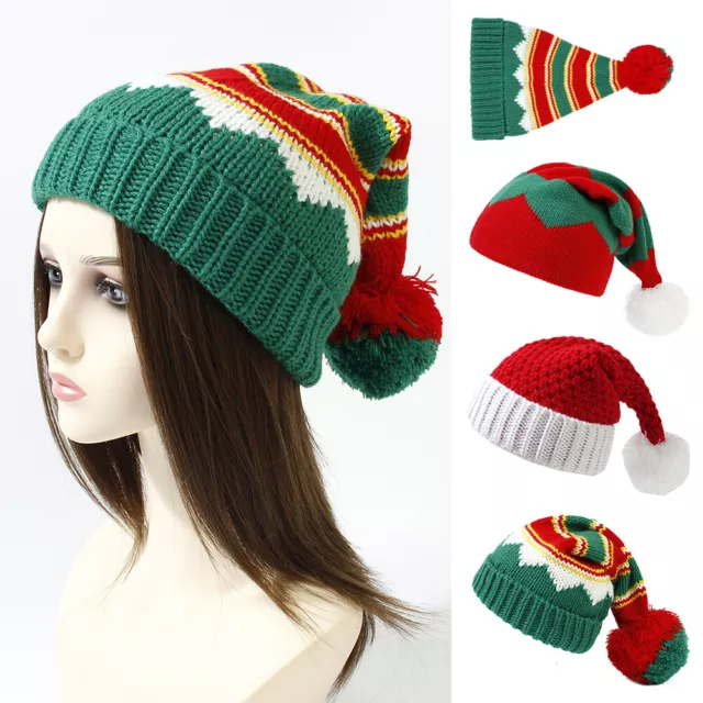 Maglia Natale Cappello,Cappello Pompom Adulto Bambino Morbido Berretto Babbo c ^