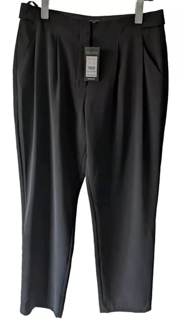 NEW LOOK ladies black smart Pleat Front slim leg trousers UK 14 NEW BNWT