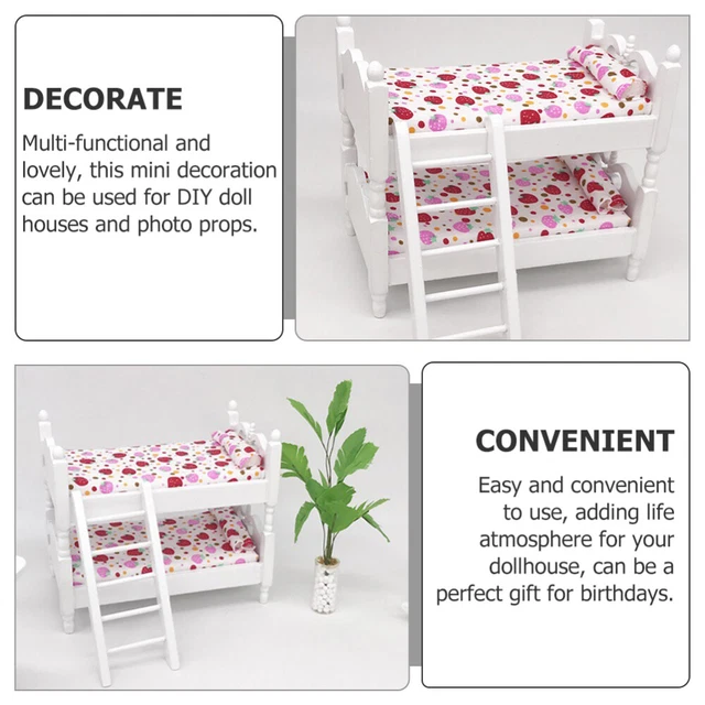 TINY FURNITURE MINI Doll House Wooden Bunk Bed Dollhouse Ornament Child