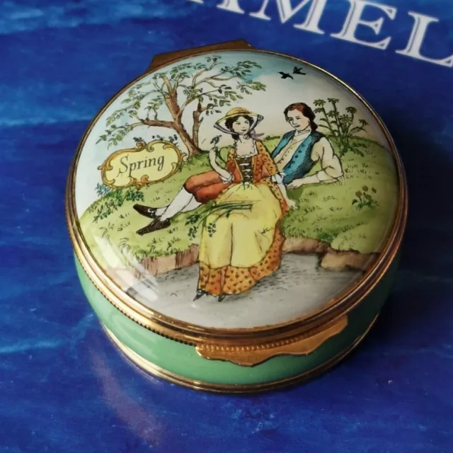 Old Bilston & Battersea Enamel Box By Halcyon Days Made In England SPRING